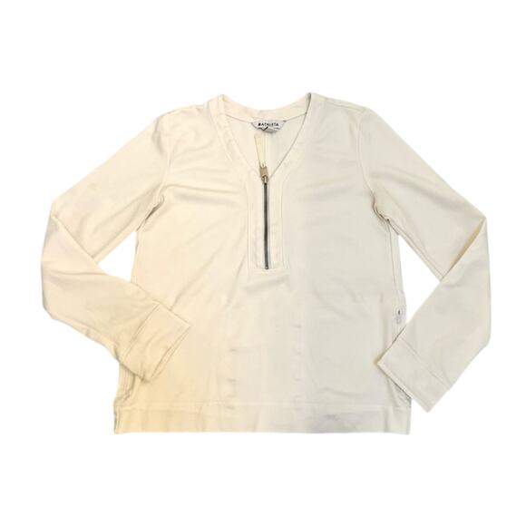 Athleta Eastbound Half Zip Sweatshirt XS Women's White Zip-Up Top - Picture 13 of 13
